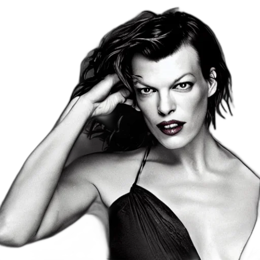 face, photorealistic, milla, jovovich transparent PNG cut-out