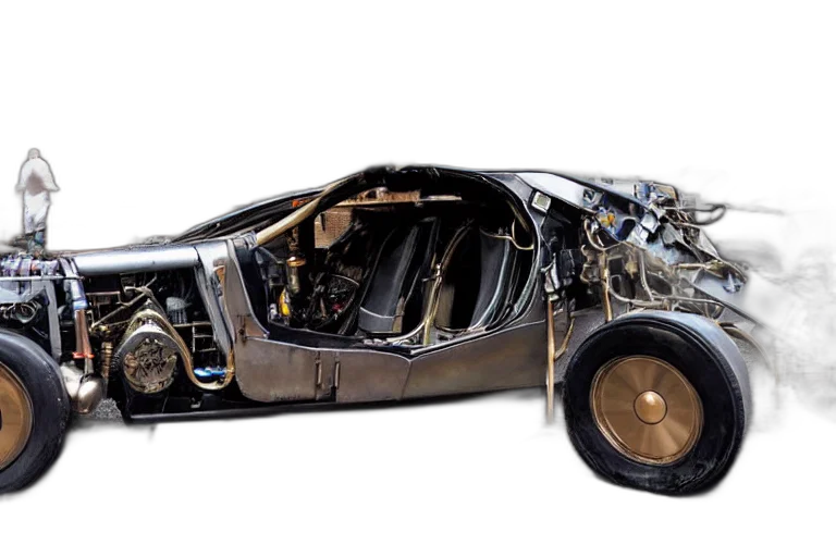 car, concept art, steampunk, delorean transparent PNG cut-out