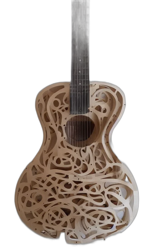 3d render, photorealistic, guitar, made transparent PNG cut-out