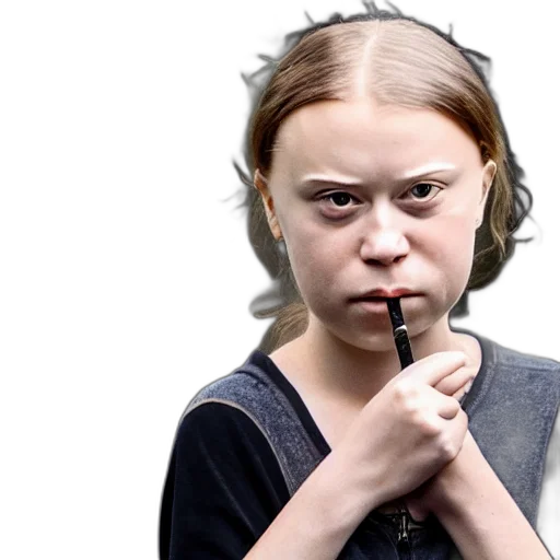 face, photorealistic, greta, thunberg transparent PNG cut-out