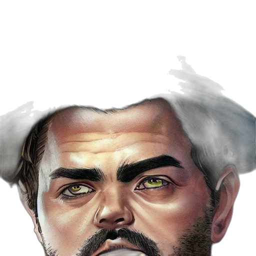 face, staff, hat, photorealistic transparent PNG cut-out