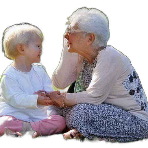 photorealistic, white, elderly, granny transparent PNG cut-out