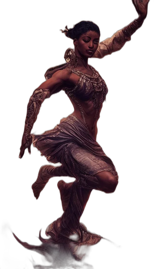 dress, creature, mask, staff transparent PNG cut-out