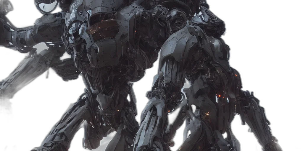robot, weapon, concept art, 3d render transparent PNG cut-out
