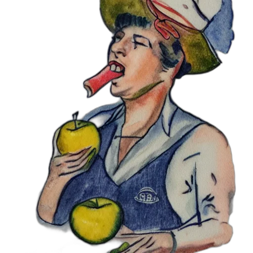staff, food, hat, watercolor transparent PNG cut-out