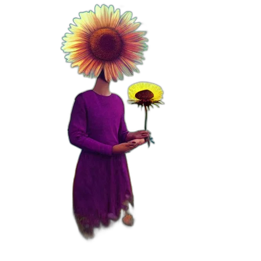 flower, staff, hat, dress transparent PNG cut-out