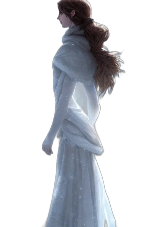 dress, jacket, creature, staff transparent PNG cut-out
