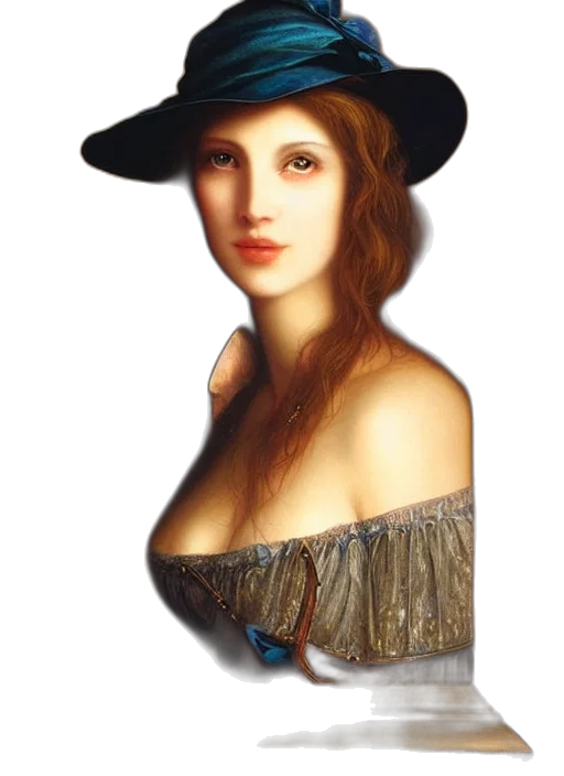 hat, face, dress, jewelry transparent PNG cut-out