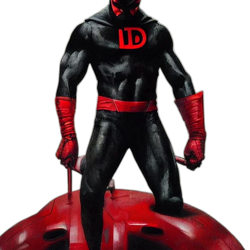 comic book art, concept art, 3d render, daredevil transparent PNG cut-out