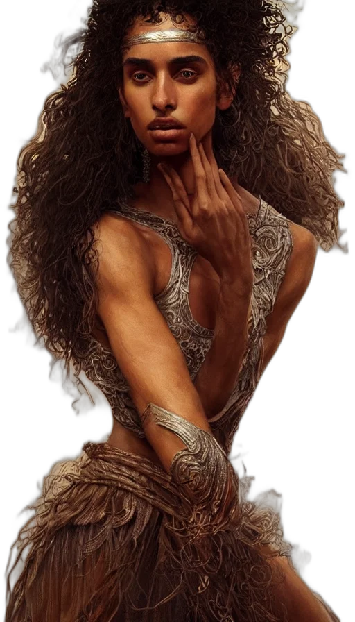 hair, face, dress, jewelry transparent PNG cut-out