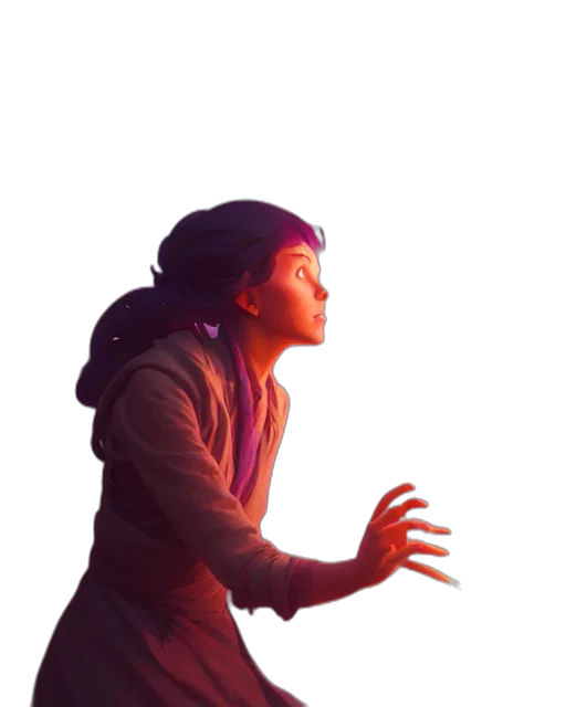face, jacket, creature, staff transparent PNG cut-out