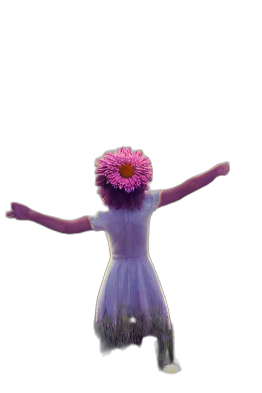 dress, flower, crown, staff transparent PNG cut-out