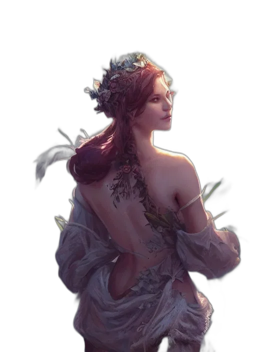 dress, crown, jewelry, fantasy art transparent PNG cut-out