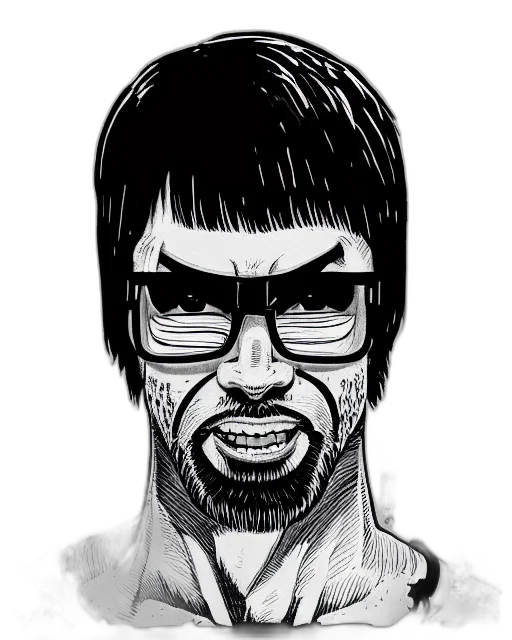 face, comic book art, cartoon, photorealistic transparent PNG cut-out