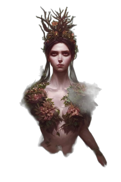 crown, dress, creature, face transparent PNG cut-out