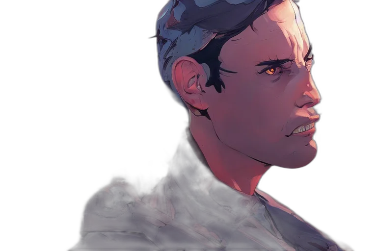 face, comic book art, concept art, photorealistic transparent PNG cut-out