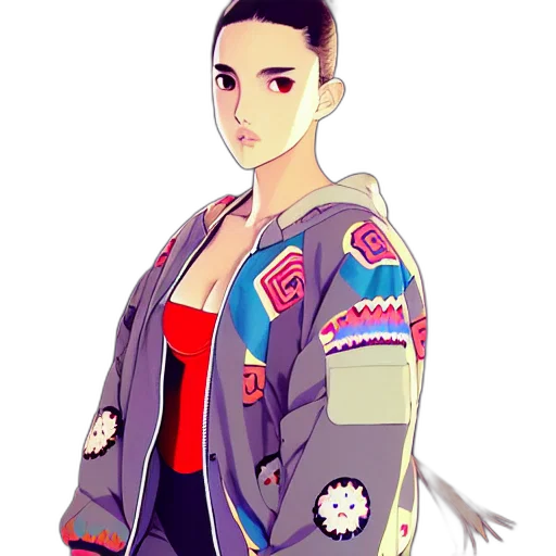 jacket, dress, staff, creature transparent PNG cut-out