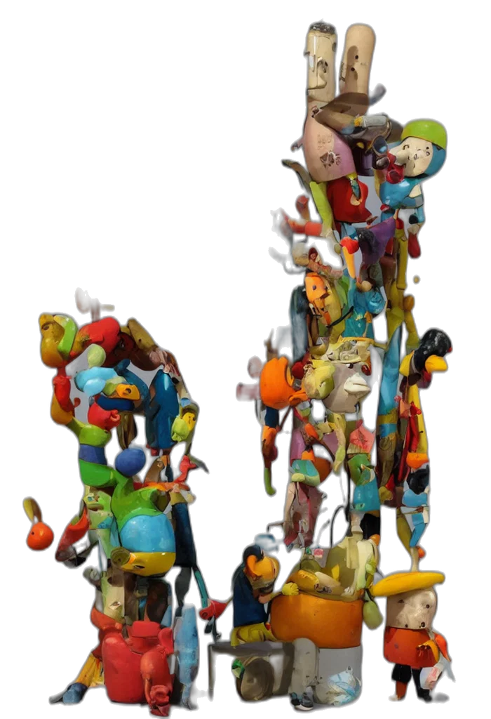 staff, crown, robot, 3d render transparent PNG cut-out