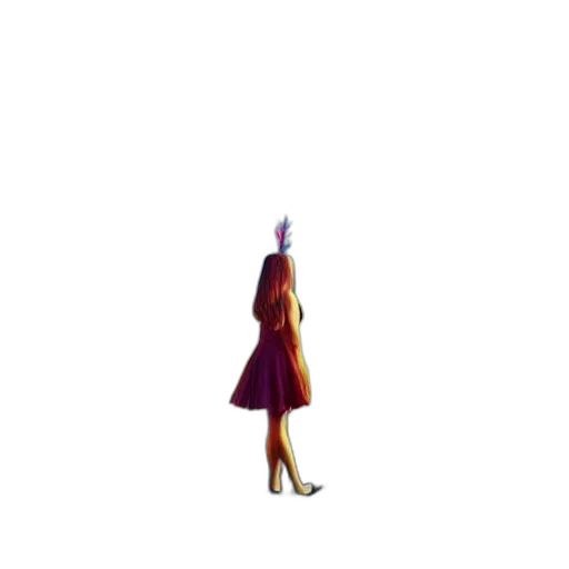 dress, umbrella, staff, hair transparent PNG cut-out