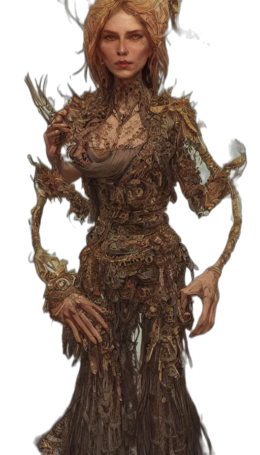 creature, dress, staff, face transparent PNG cut-out