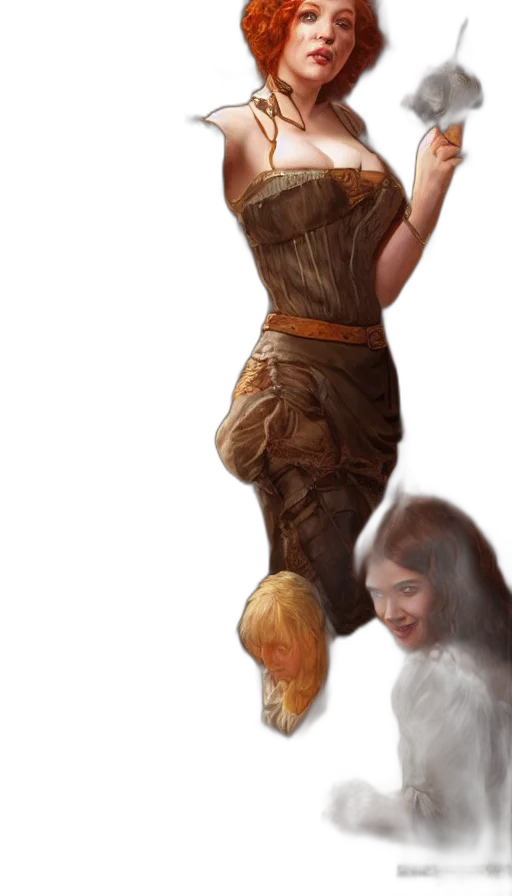 creature, staff, dress, hair transparent PNG cut-out