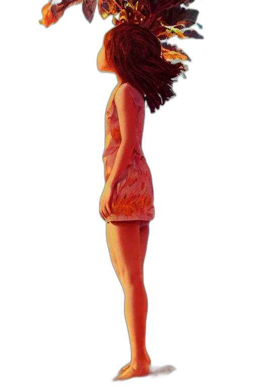 dress, hair, face, shoes transparent PNG cut-out