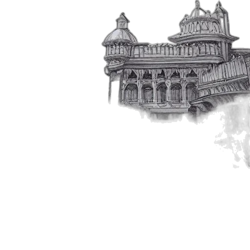 building, pencil sketch, concept art, photorealistic transparent PNG cut-out