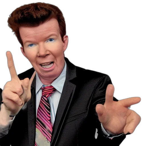 3d render, code, rick, astley transparent PNG cut-out