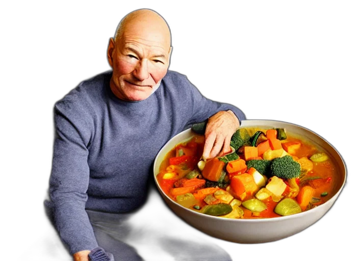 food, patrick, stewart, sitting transparent PNG cut-out