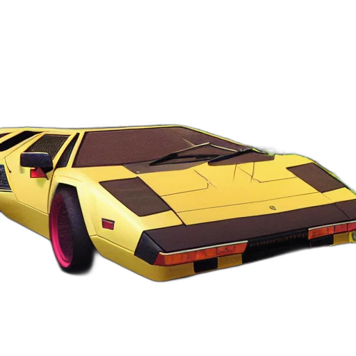 car, concept art, 3d render, colourful transparent PNG cut-out