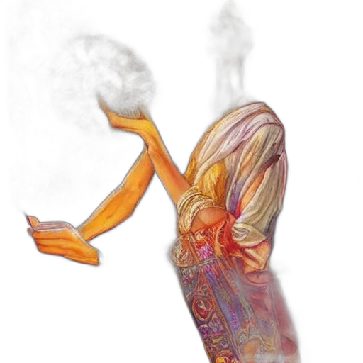 flower, dress, staff, hair transparent PNG cut-out