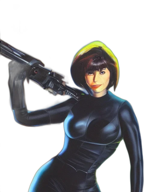 weapon, robot, jacket, staff transparent PNG cut-out