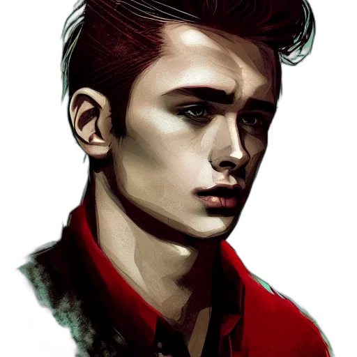 face, jacket, photorealistic, comic book art transparent PNG cut-out