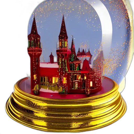 crown, 3d render, snowglobe, golden transparent PNG cut-out