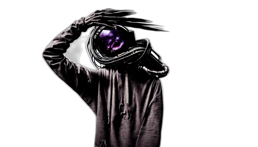mask, jacket, creature, hair transparent PNG cut-out