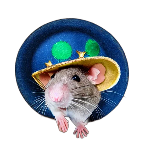 hat, animal, photorealistic, rat transparent PNG cut-out