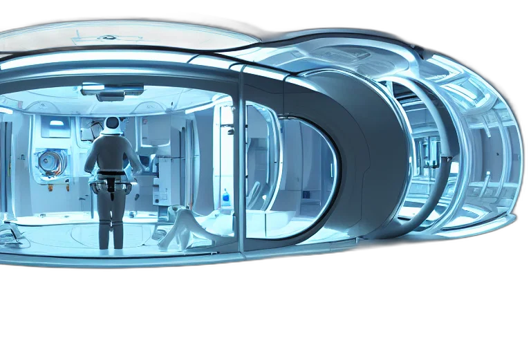 robot, 3d render, concept art, outer space transparent PNG cut-out