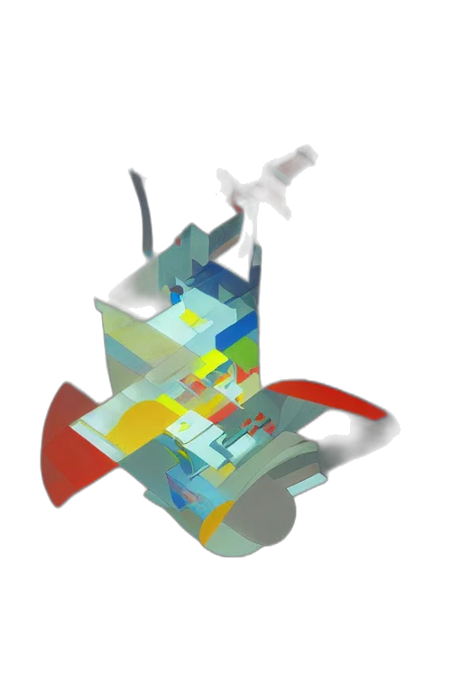robot, 3d render, concept art, nonlinear transparent PNG cut-out