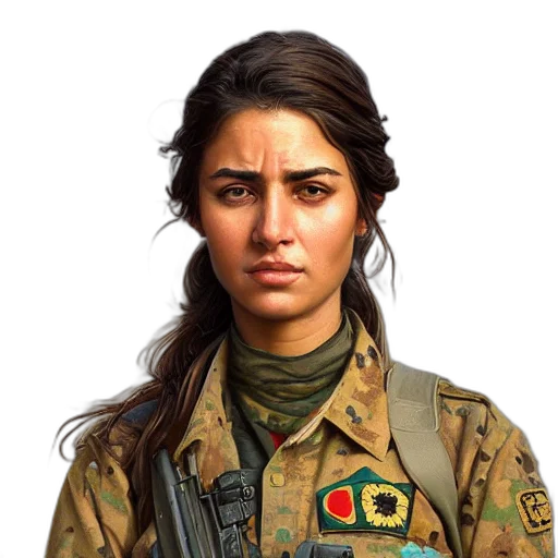 face, staff, jacket, weapon transparent PNG cut-out
