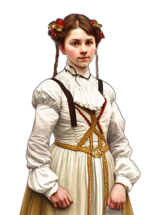 dress, staff, face, crown transparent PNG cut-out