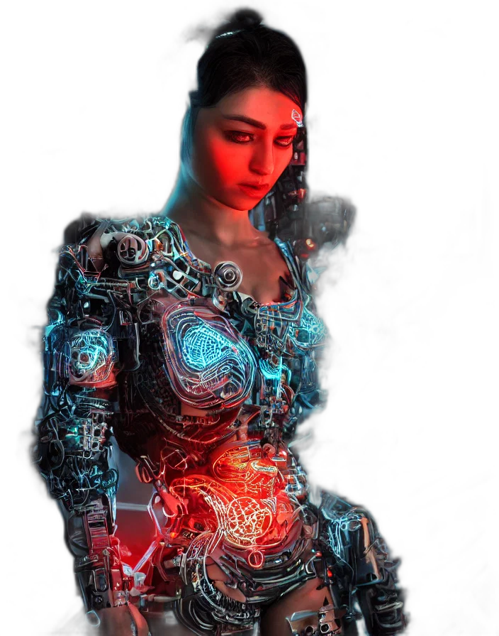 robot, dress, cyberpunk, concept art transparent PNG cut-out