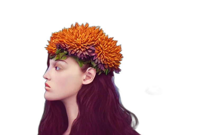 crown, hair, hat, flower transparent PNG cut-out