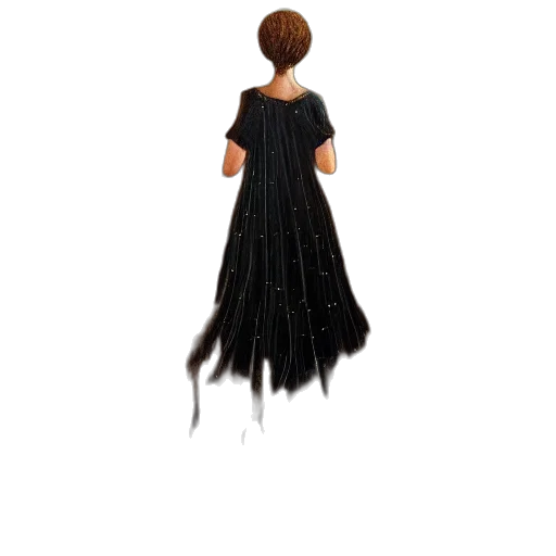 dress, hair, staff, jewelry transparent PNG cut-out