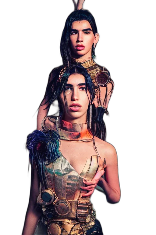 dress, jewelry, hair, cyberpunk transparent PNG cut-out