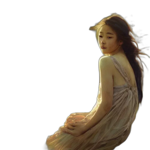 dress, hair, creature, face transparent PNG cut-out