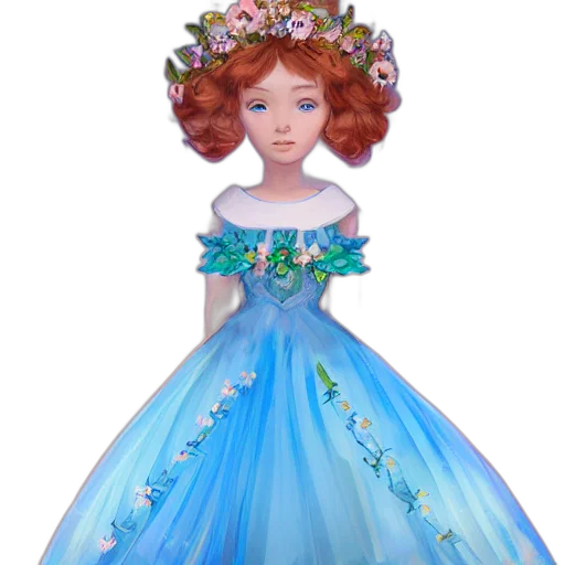dress, crown, concept art, 3d render transparent PNG cut-out