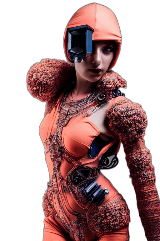 robot, dress, cyberpunk, 3d render transparent PNG cut-out