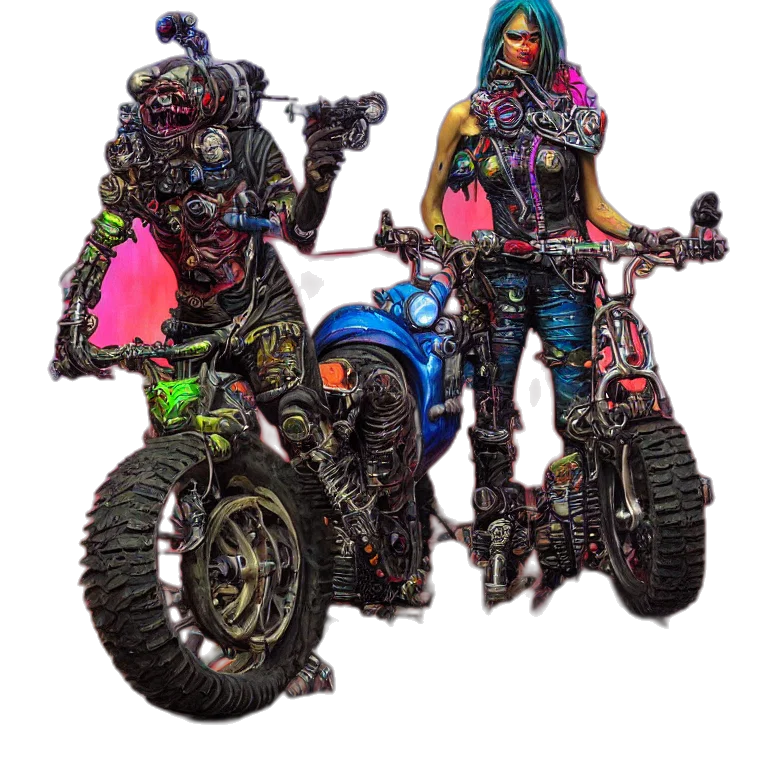 jacket, weapon, robot, cyberpunk transparent PNG cut-out