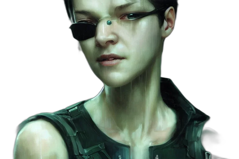 face, jacket, cyberpunk, photorealistic transparent PNG cut-out