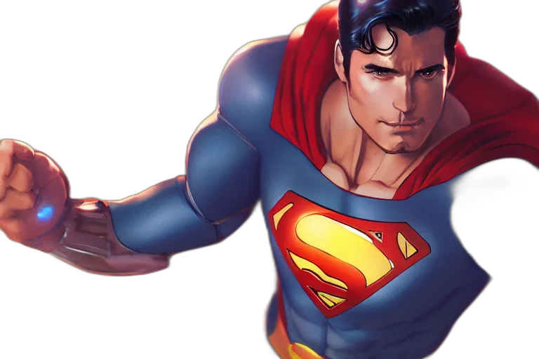 comic book art, concept art, photorealistic, superman transparent PNG cut-out
